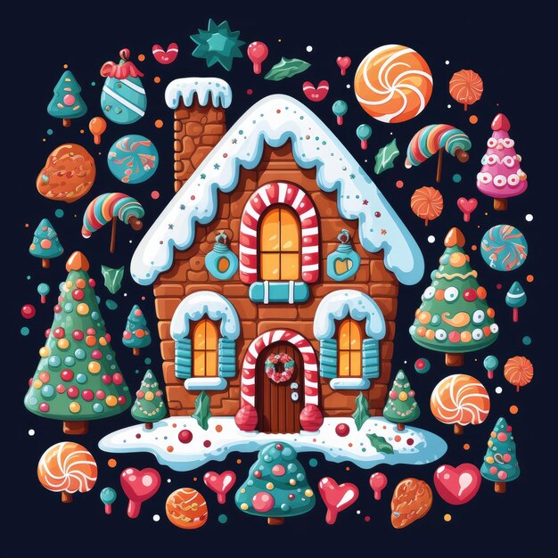 Photo colorful and cute christmas clip art in 4k vector