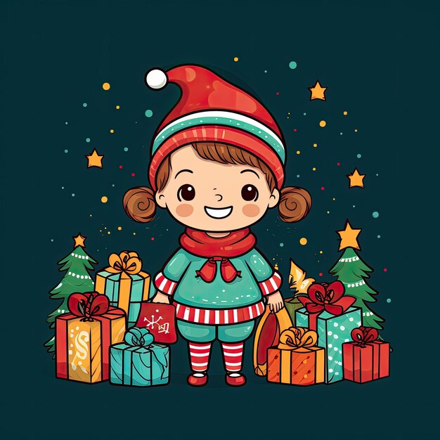 Colorful and Cute Christmas Clip Art in 4K Vector