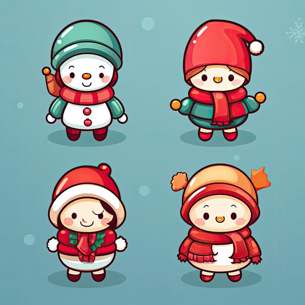 Photo colorful and cute christmas clip art in 4k vector