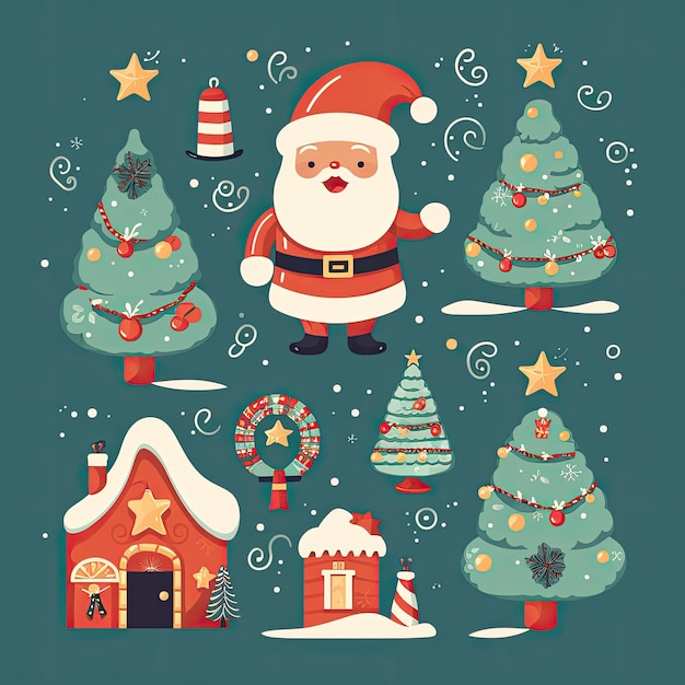 Colorful and Cute Christmas Clip Art in 4K Vector