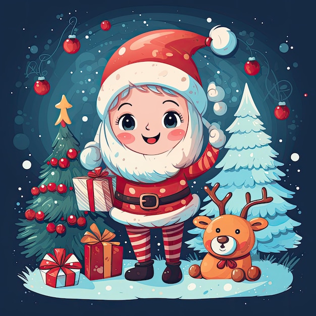 Photo colorful and cute christmas clip art in 4k vector