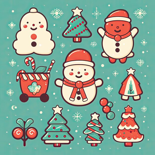 Photo colorful and cute christmas clip art in 4k vector