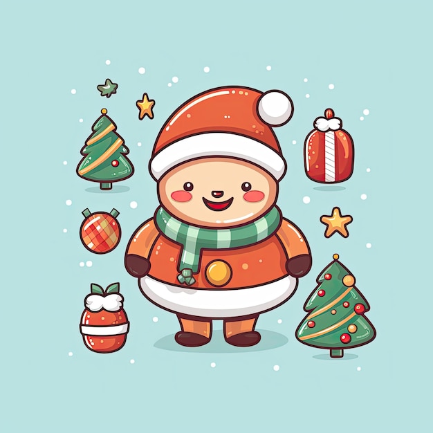 Photo colorful and cute christmas clip art in 4k vector