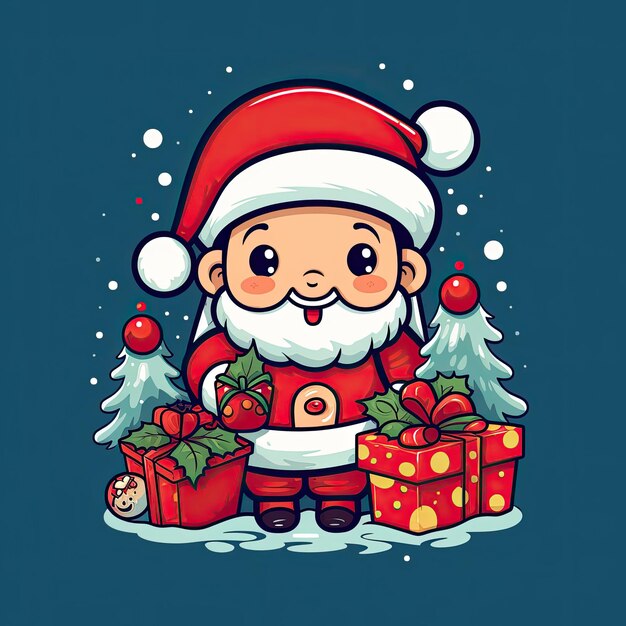 Photo colorful and cute christmas clip art in 4k vector