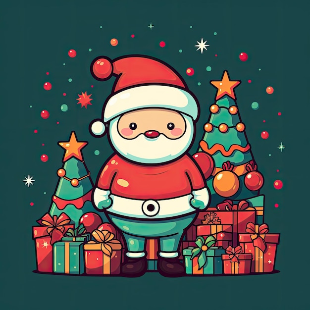 Colorful and cute christmas clip art in 4k vector