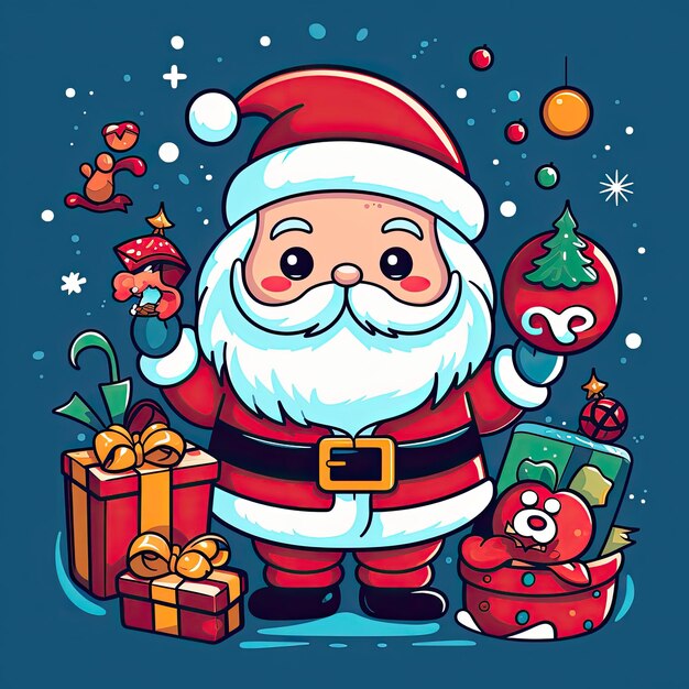 Colorful and cute christmas clip art in 4k vector