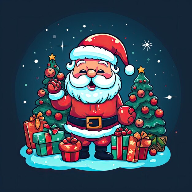 Colorful and cute christmas clip art in 4k vector