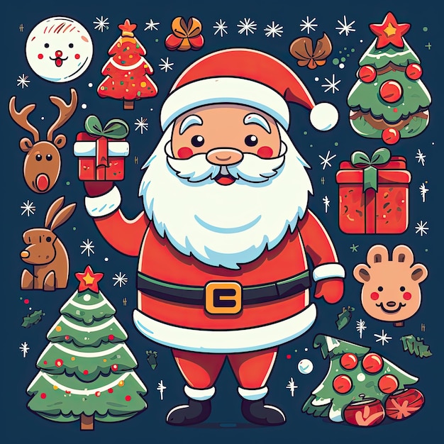 Photo colorful and cute christmas clip art in 4k vector