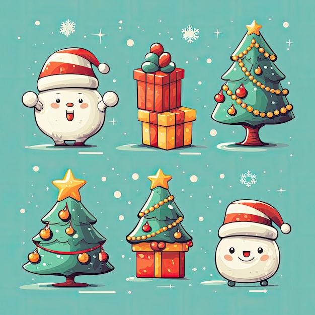 Colorful and Cute Christmas Clip Art in 4K Vector