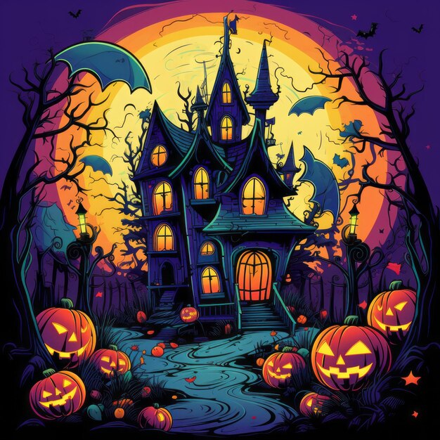 Colorful and cute halloween clip art in vector