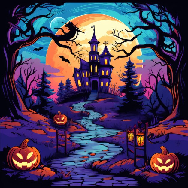 Colorful and cute halloween clip art in vector