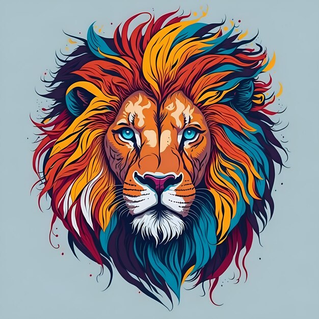 Colorful cute lion face vector design