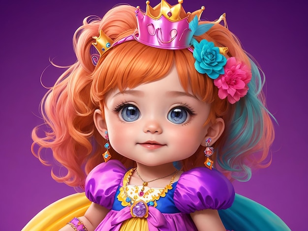 Photo colorful cute little princess doll