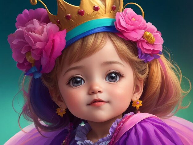 Photo colorful cute little princess doll