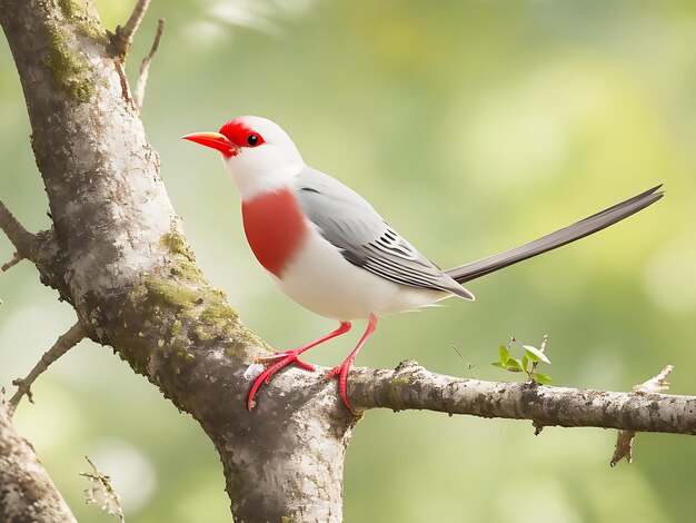 다채로운 a 귀여운 redbilled leiothrix 새 나무 인공 지능에 자리 잡고 생성