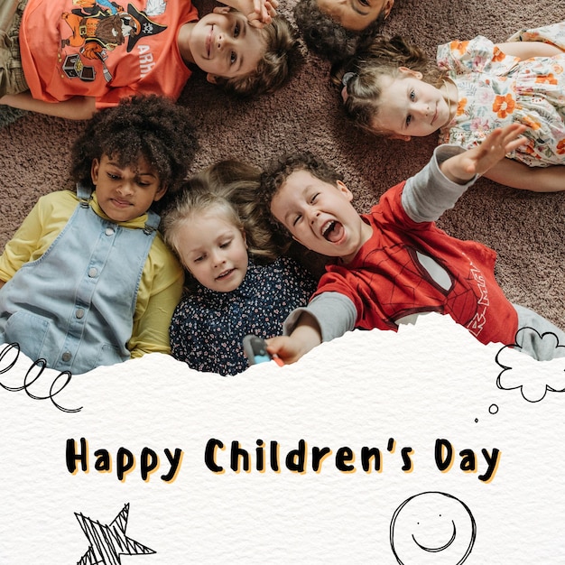 Photo colorful cute simple world childrenaposs day instagram post 1