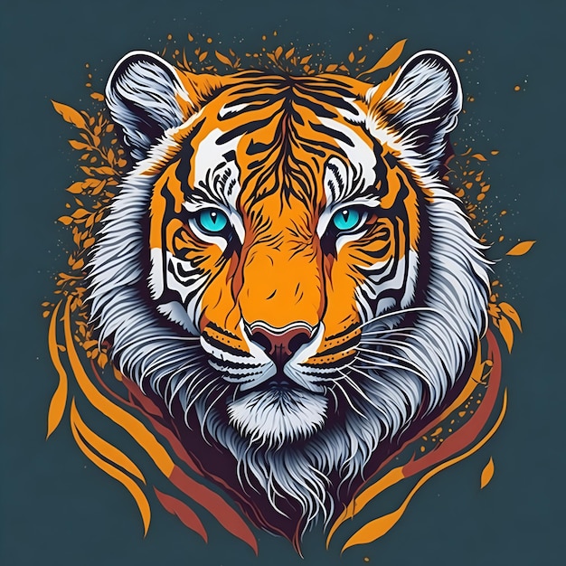 Colorful cute tiger face vector design