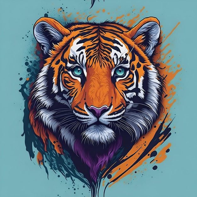 Colorful cute tiger face vector design