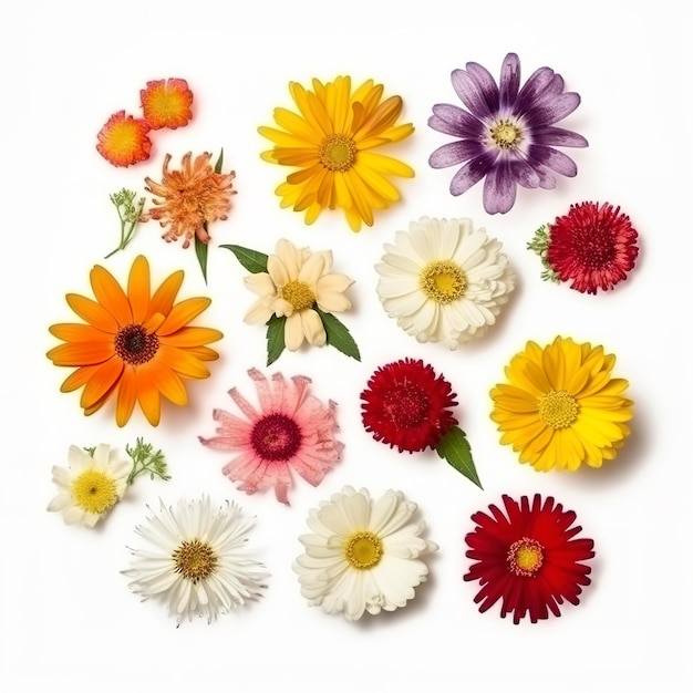 Colorful daisies isolated on white background generate ai