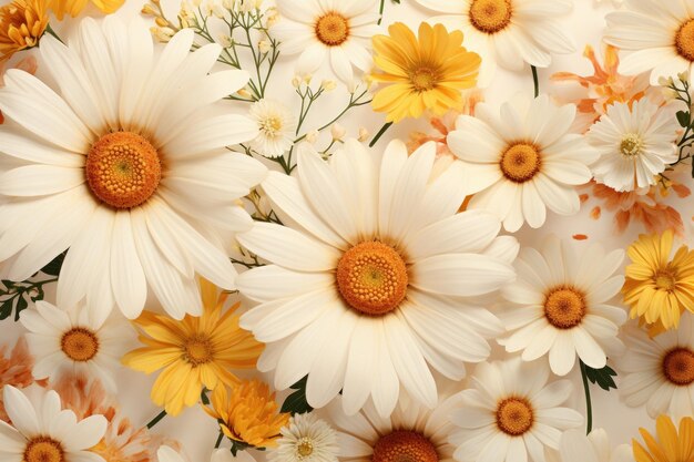 Colorful Daisy Flower Watercolor Pattern Background Wallpaper Valentine's Day Banner Realistic
