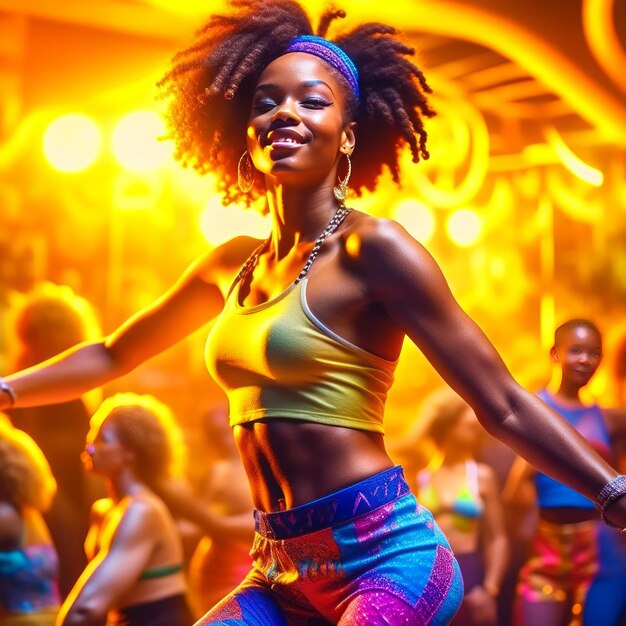 Colorful dancing woman