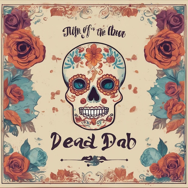 Colorful Day of the dead skull image ai generated