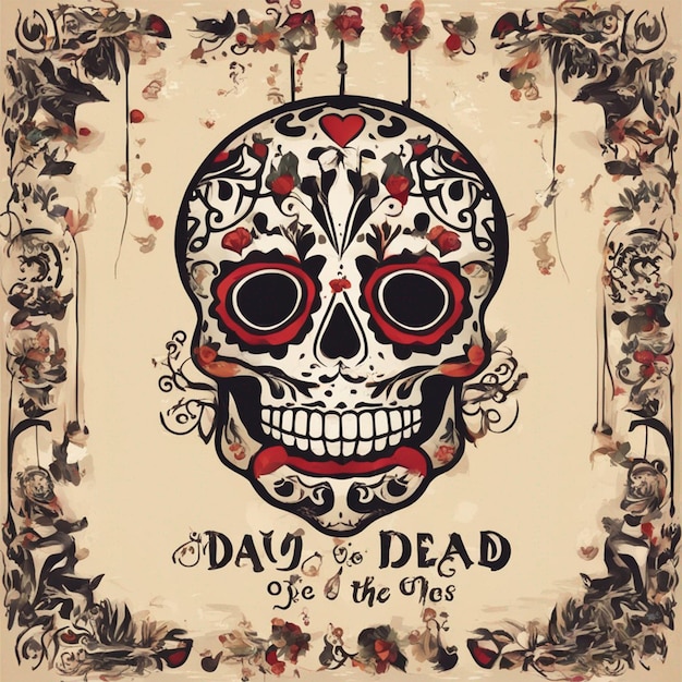 Colorful Day of the dead skull image ai generated
