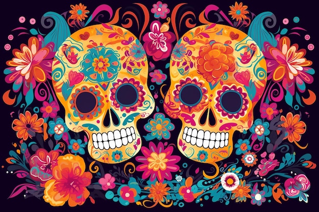 A colorful day of the dead skull wallpaper