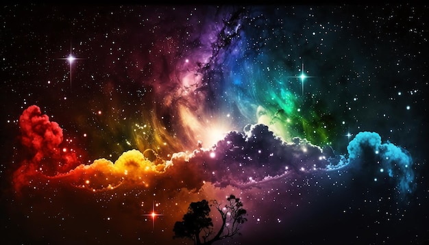 Colorful dazzling starry sky wallpaper universe starry sky backgroundGenerative AI