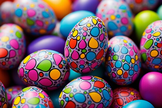 Красочные украшенные пасхальные пунктирные яйца