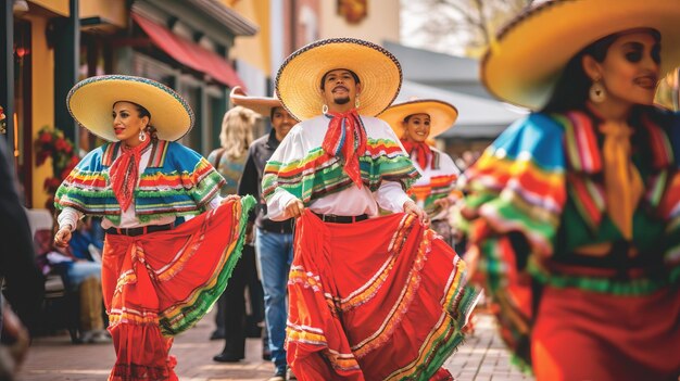 colorful decorations Mexican flags lively atmosphere traditional music