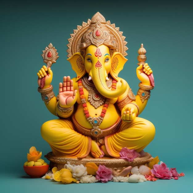 Colorful and decorative lord ganesha sculpture Concept of Lord ganesha festival