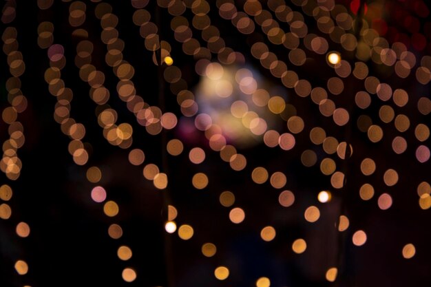 colorful defocus abstract bokeh light effects on the street night black background texture wallpaper