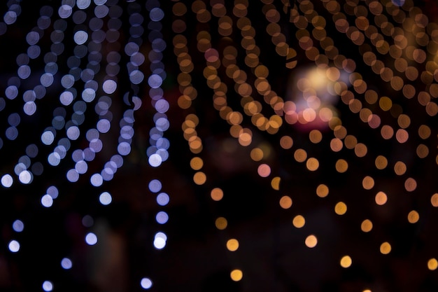 colorful defocus abstract bokeh light effects on the street night black background texture wallpaper