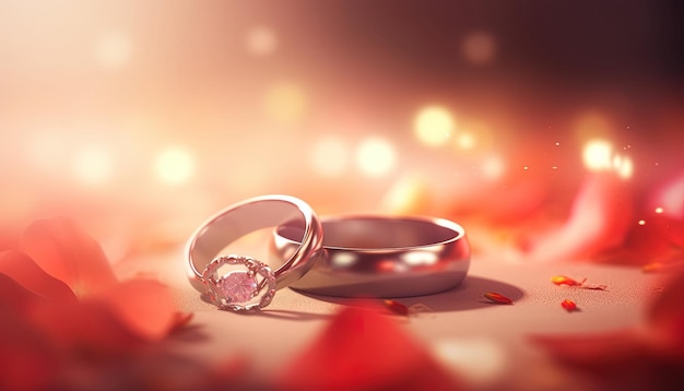 Colorful and defocused abstract background with wedding rings