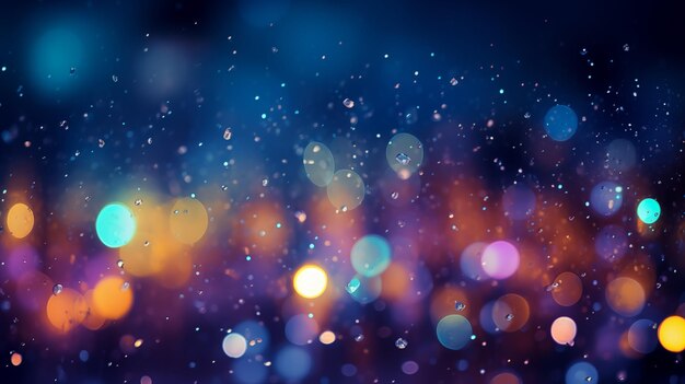 Colorful defocused bokeh lights in blur night background