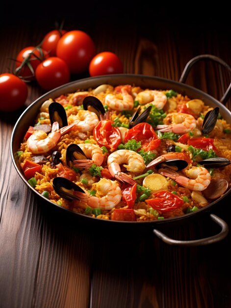 Colorful and delicious mexican paella