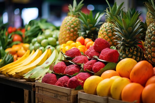 Colorful Delights Exploring Assorted Tropical Fruits at the Local Market ar 32