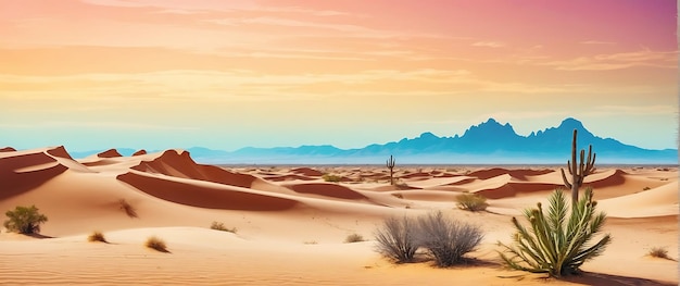 Photo colorful desert with sky sands mountains