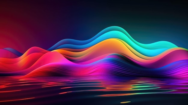 The colorful design is an iridescent holographic and curved wave Generative AI