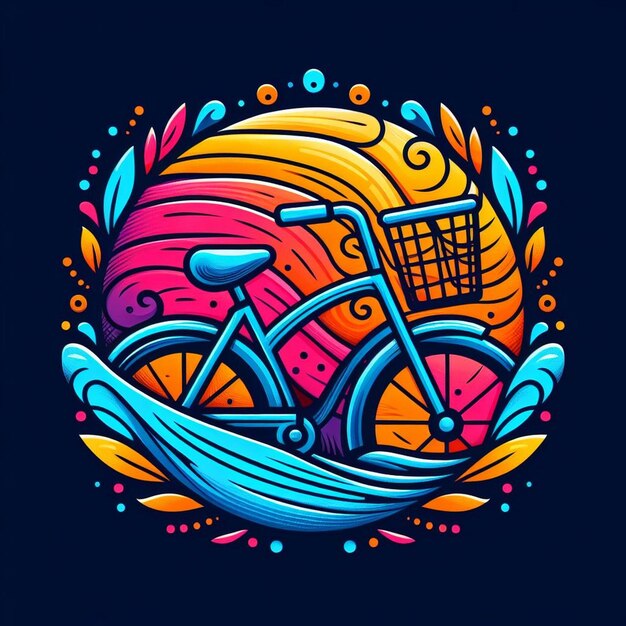 Photo a colorful design with a bicycle in the middle