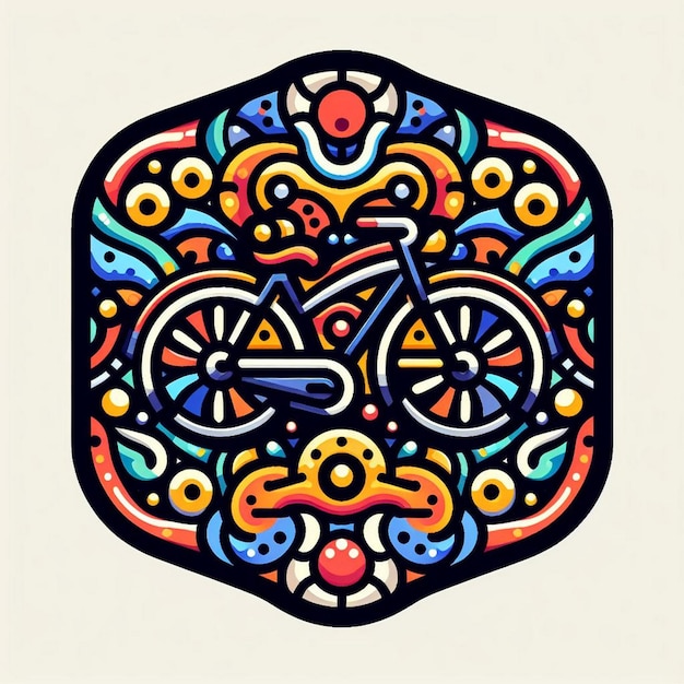 Photo a colorful design with a bicycle in the middle