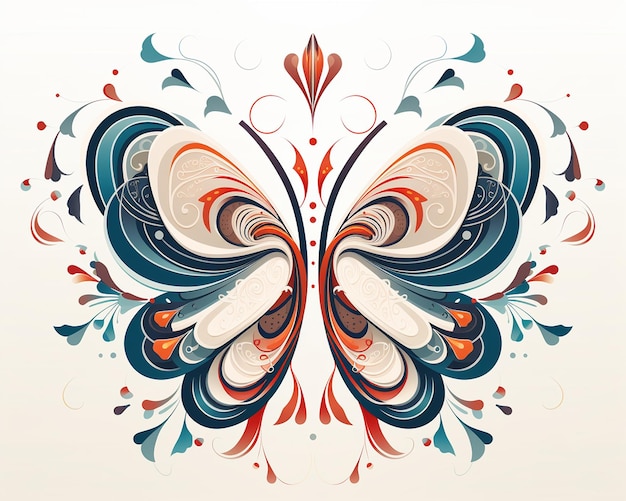 a colorful design with a butterfly on it