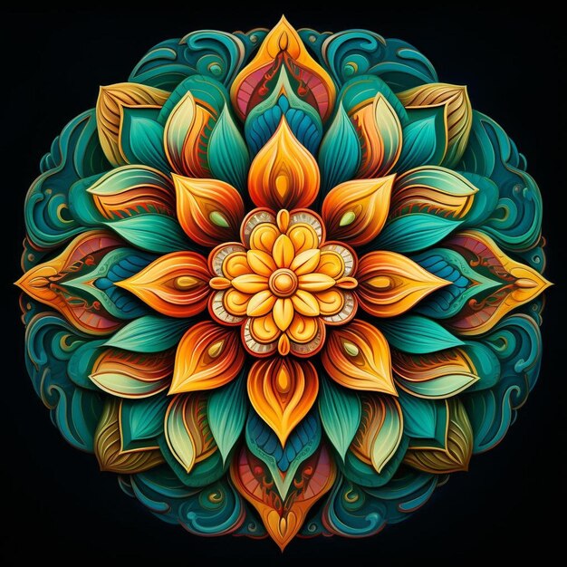 a colorful design with a flower design on it