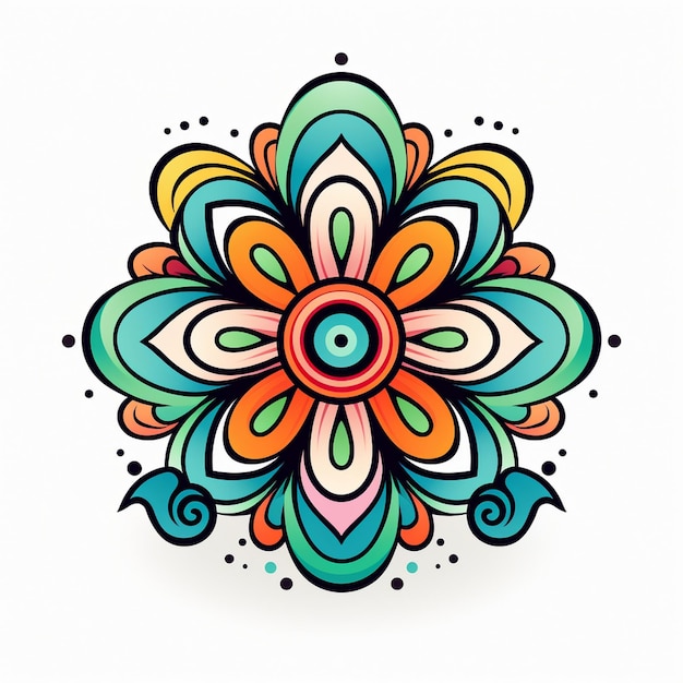 a colorful design with a flower design on it