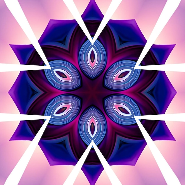 A colorful design with a flower in the middle.