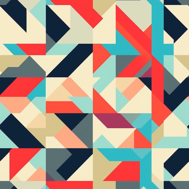 A colorful design with a red and blue background.