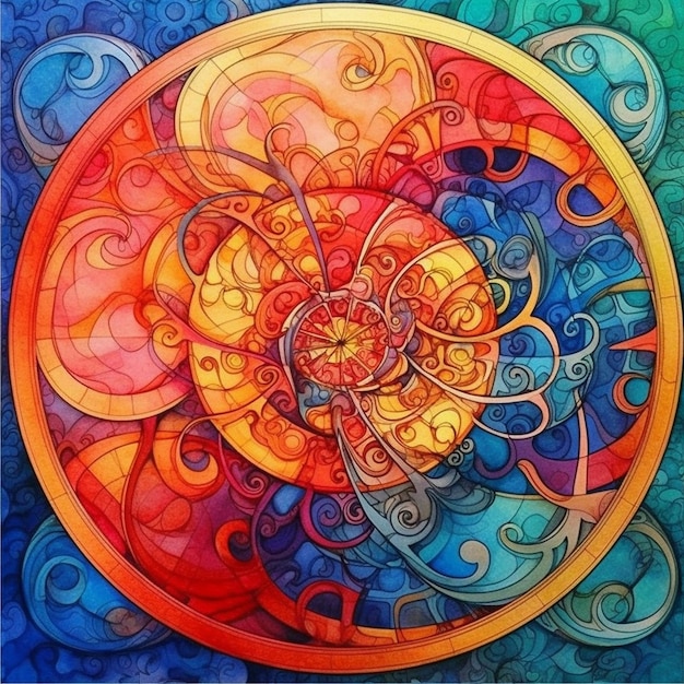 a colorful design with a spiral design in the middle.