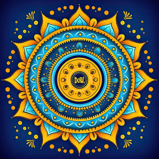 Photo a colorful design with a yellow circle and a blue background