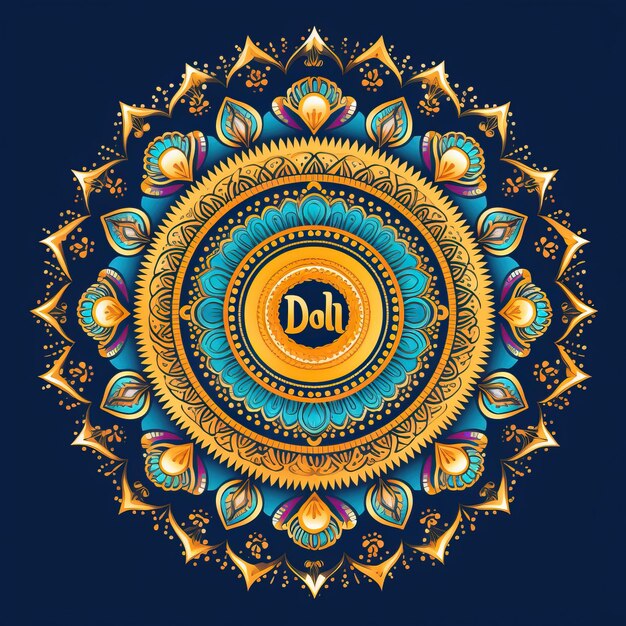 a colorful design of the word dell is on a blue background